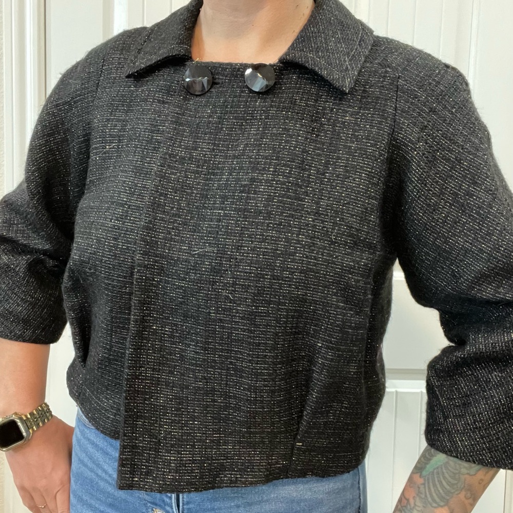 Cynthia Steffe black vintage inspired cropped jacket.